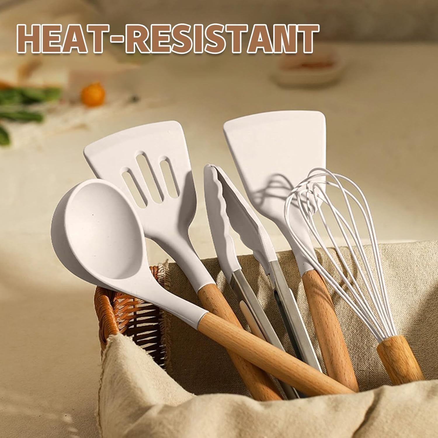 Food Grade Thickened Silicone (Stainless Steel Core) Kitchen Gadgets Tools Set - Kitchen Cooking Utensils Set, Heat