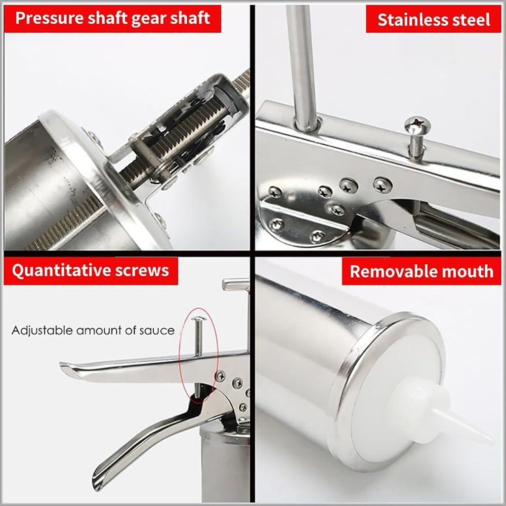 Burger Sauce Gun, Quantitative Sauce Dispenser with 650ML Dispenser Bottles