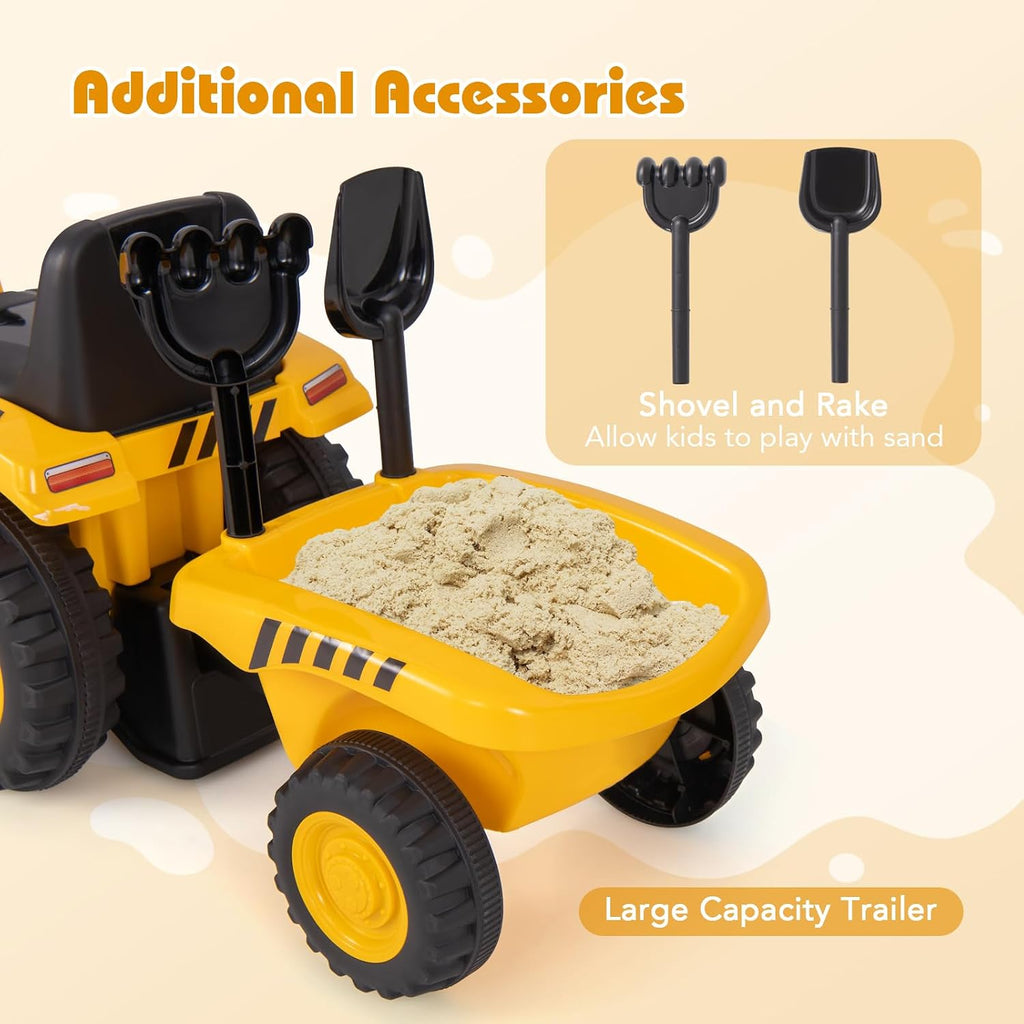 Ride on Tractor, 2-in-1 Licensed Caterpillar Ride On Push Car for Toddlers, Detachable Trailer, Horn, Engine Sound
