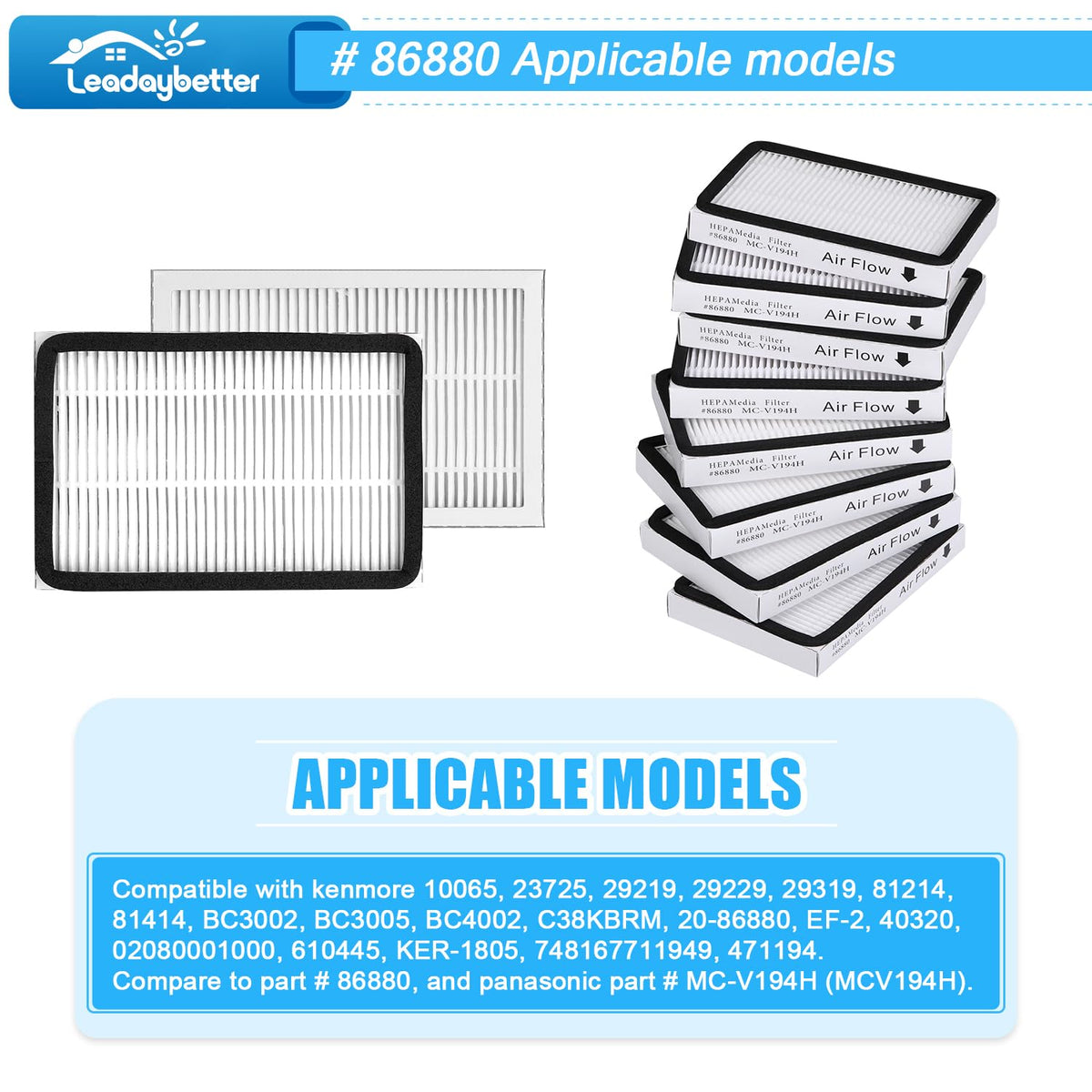 8 Pack Vacuum Cleaner HEPA Filter Replacement for Sears Kenmore EF-2, Replace Part #86880……