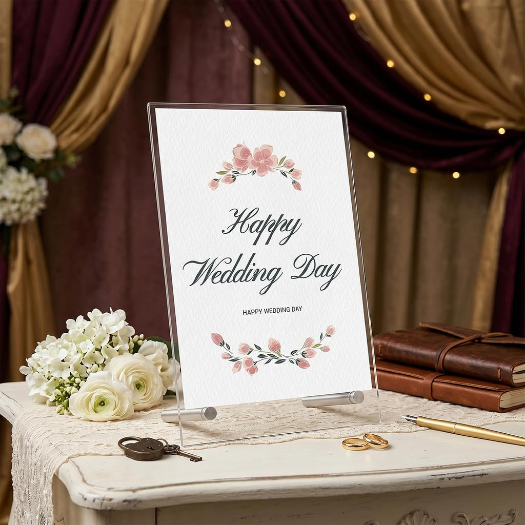 8.5×11 Acrylic Sign Holder,1Pack | Double-sided display,L-shaped design,Double-sided protective film,Versatile for