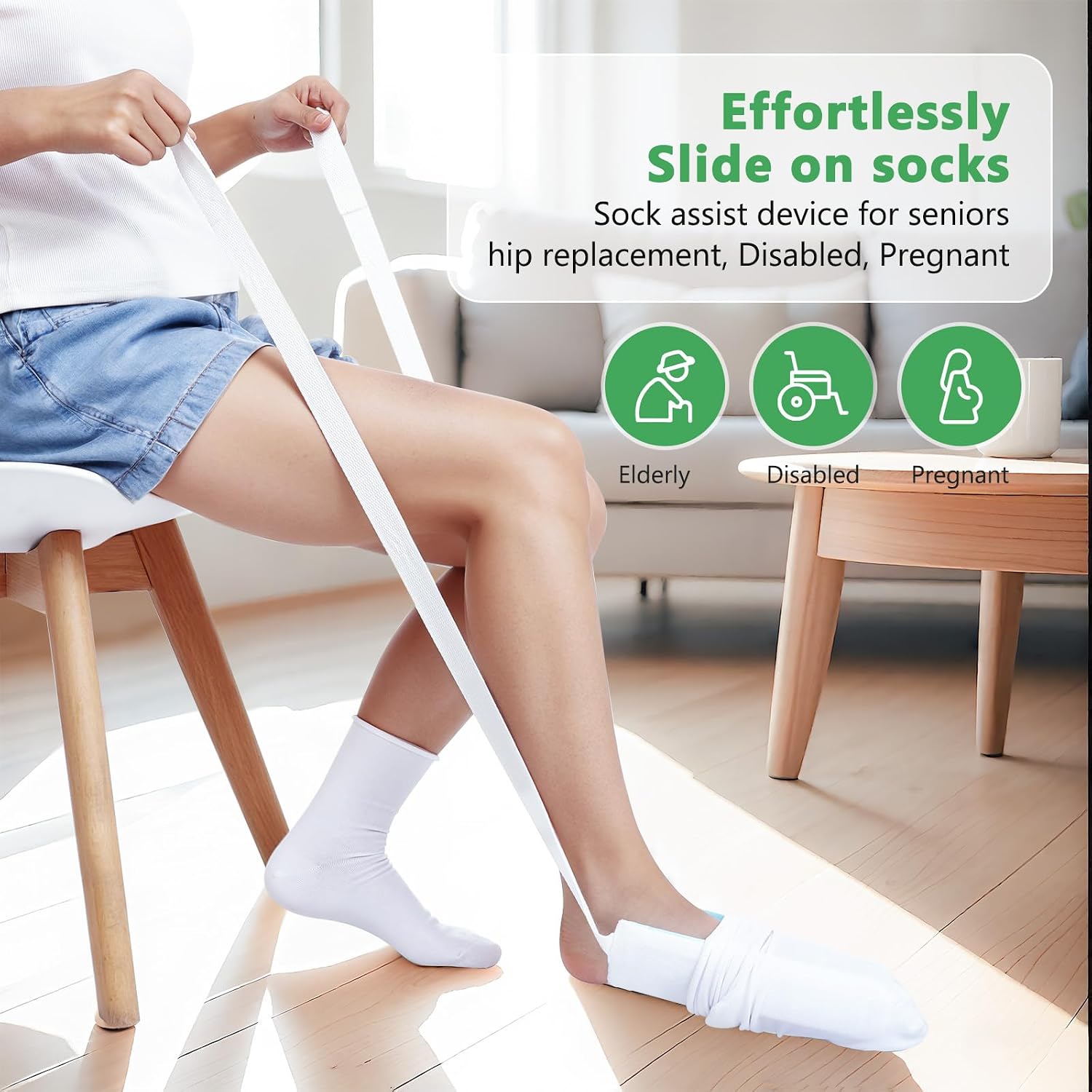 Sock Aid Kit -Sock Aide Device for Seniors with Adjustable Shoe Horn, Flexible Sock Helper Easy On Easy Off, Sock