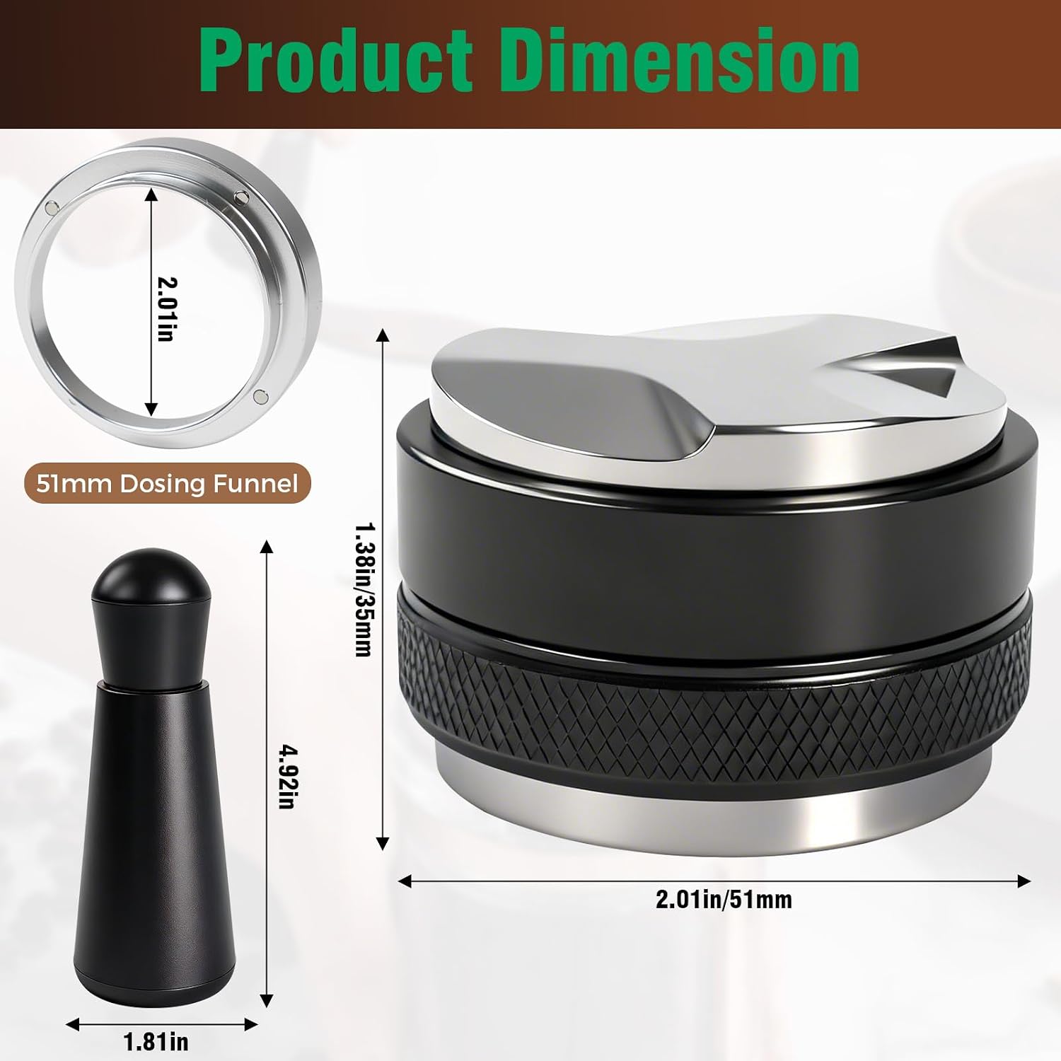 51mm Espresso Accessories Kit, Distributor, WDT, Tamper, Funnel