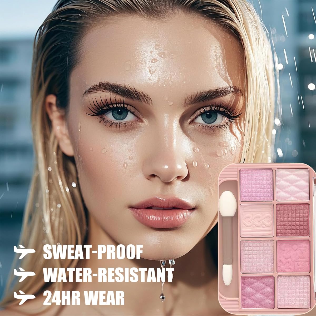 Brown and Pink Eyeshadow Palette Blendable Warm Shimmer Eyes Makeup Palette