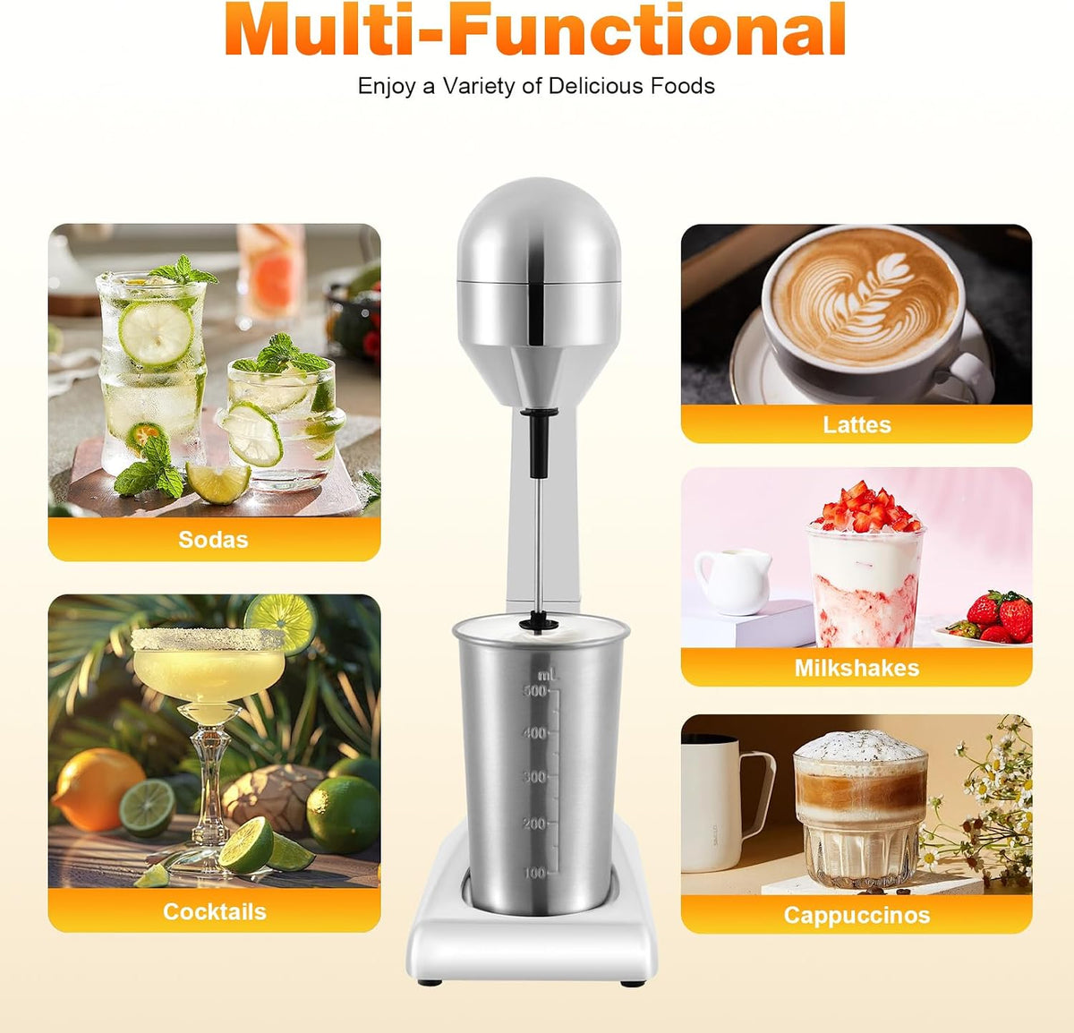 Commercial Stainless Steel Milkshake Machine, 110v Single Head Stainless Steel Drink Mixer Smoothie Maker Milk Shake