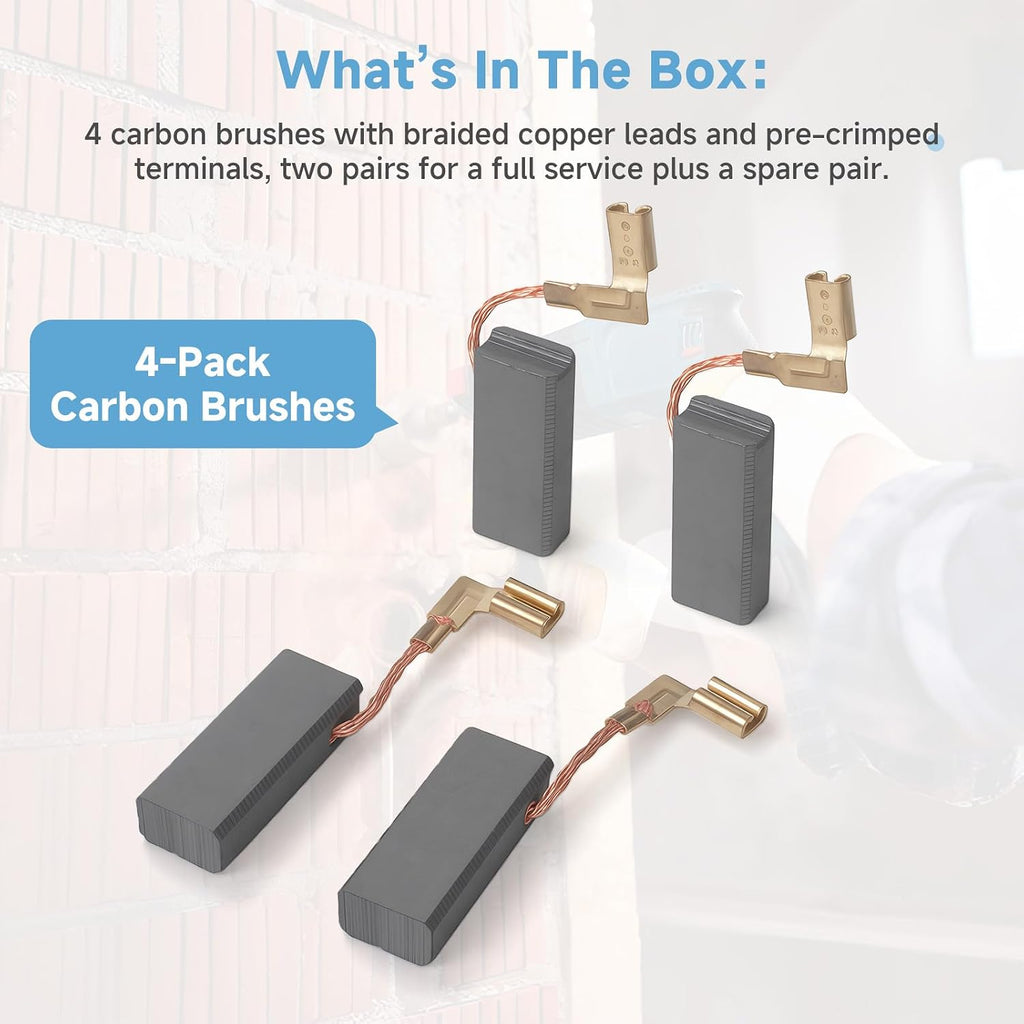 4-Pack Carbon Brushes Compatible with Bosch Power Tools