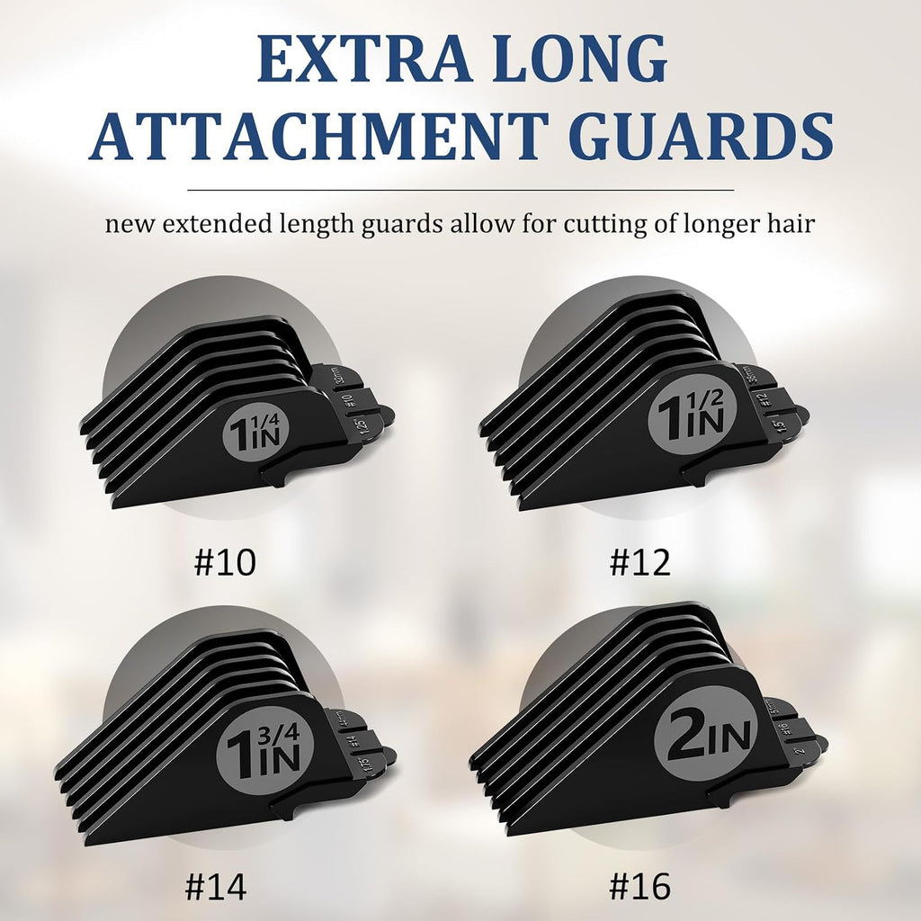Clipper Guards Set 10 12 14 16 Compatible with Wahl Clippers, 4pcs Extra Long Clipper Guides Replacement - 2", 1.75"