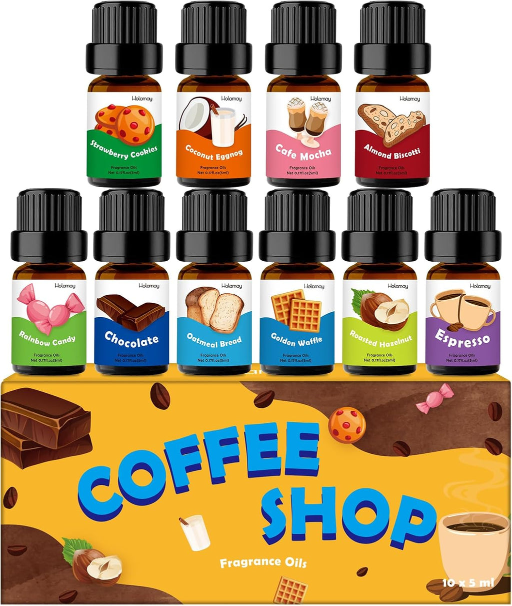 Fragrance Oil for Candle & Soap Making, Holamay Coffee Shop Set, Premium Aromatherapy Essential Oils for Diffusers