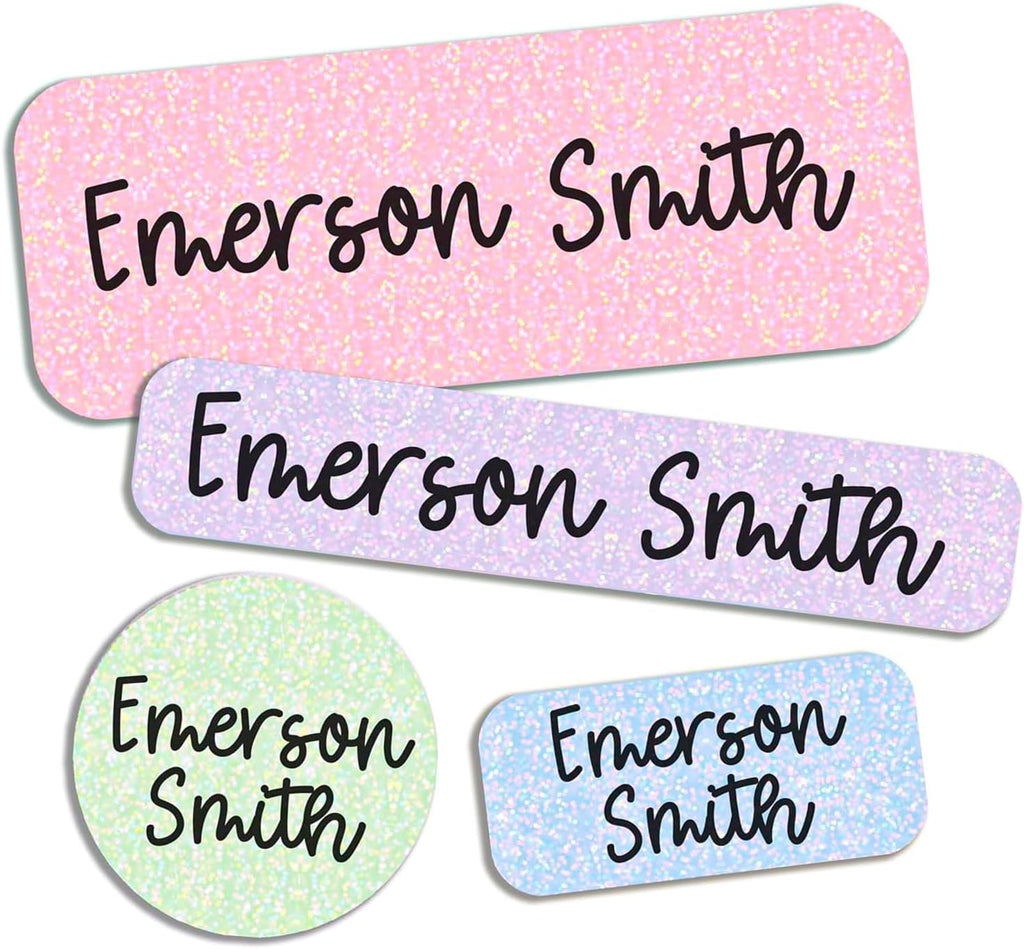 Personalized Kids Name Labels, 90 Holographic Labels, Waterproof, Dishwasher Safe, Ideal for Daycare, Back to School