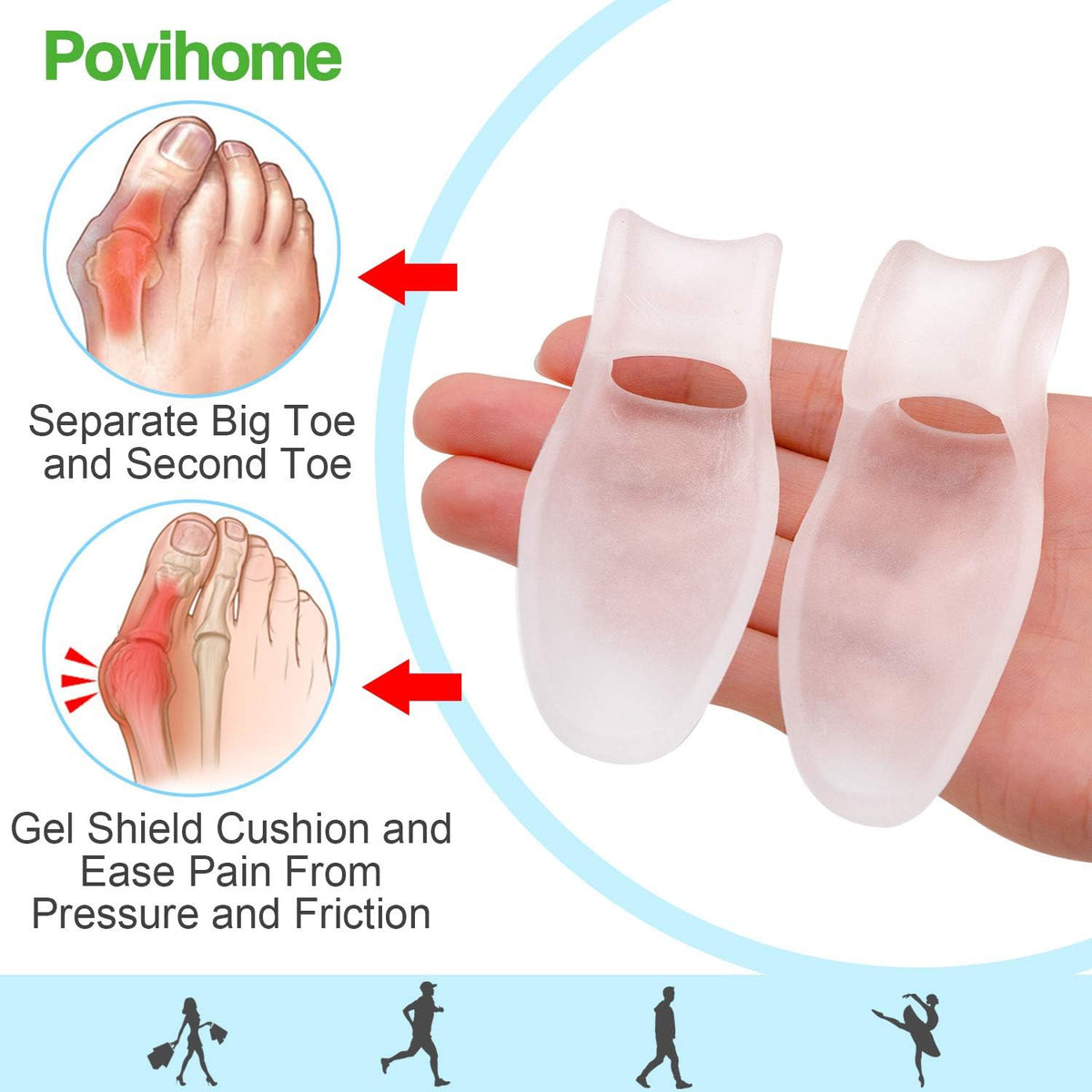 8 Pack Bunion Cushion and Protector(1/2'' Thick), Bunion Pads, Bunion Corrector and Bunion Relief with Gel Shield