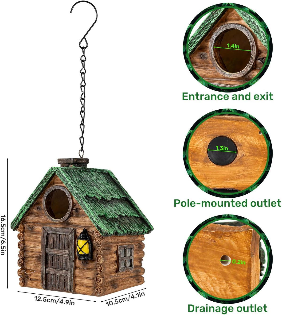 Bird House for Outside, Resin Bluebird House for Outdoors Finches, Cardinals and Yellow Finches Wild Bird Nesting, 5