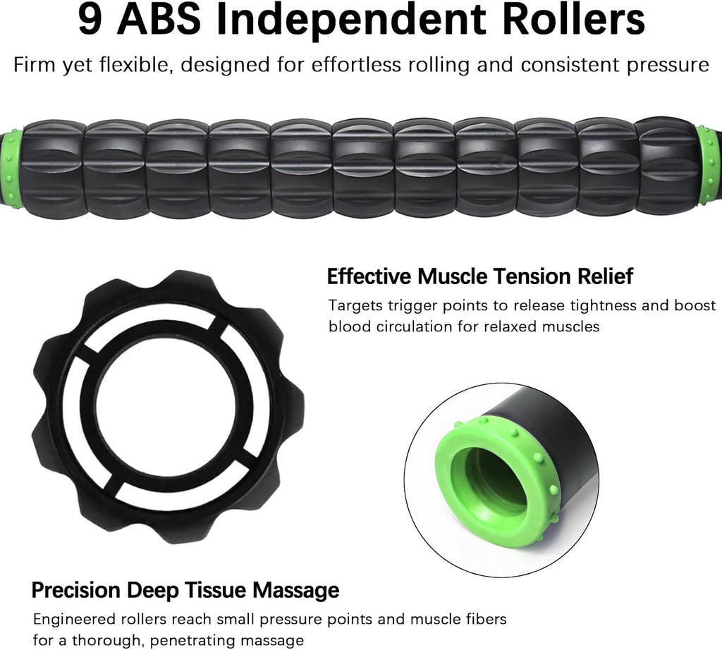 Muscle Roller Massage Roller Stick- Deep Tissue Fascia Blaster for Myofascial Pain Relief, Lymphatic Drainage & Body