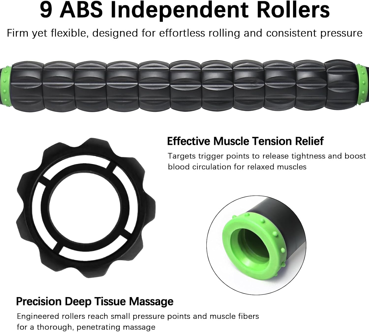 Muscle Roller Massage Roller Stick- Deep Tissue Fascia Blaster for Myofascial Pain Relief, Lymphatic Drainage & Body