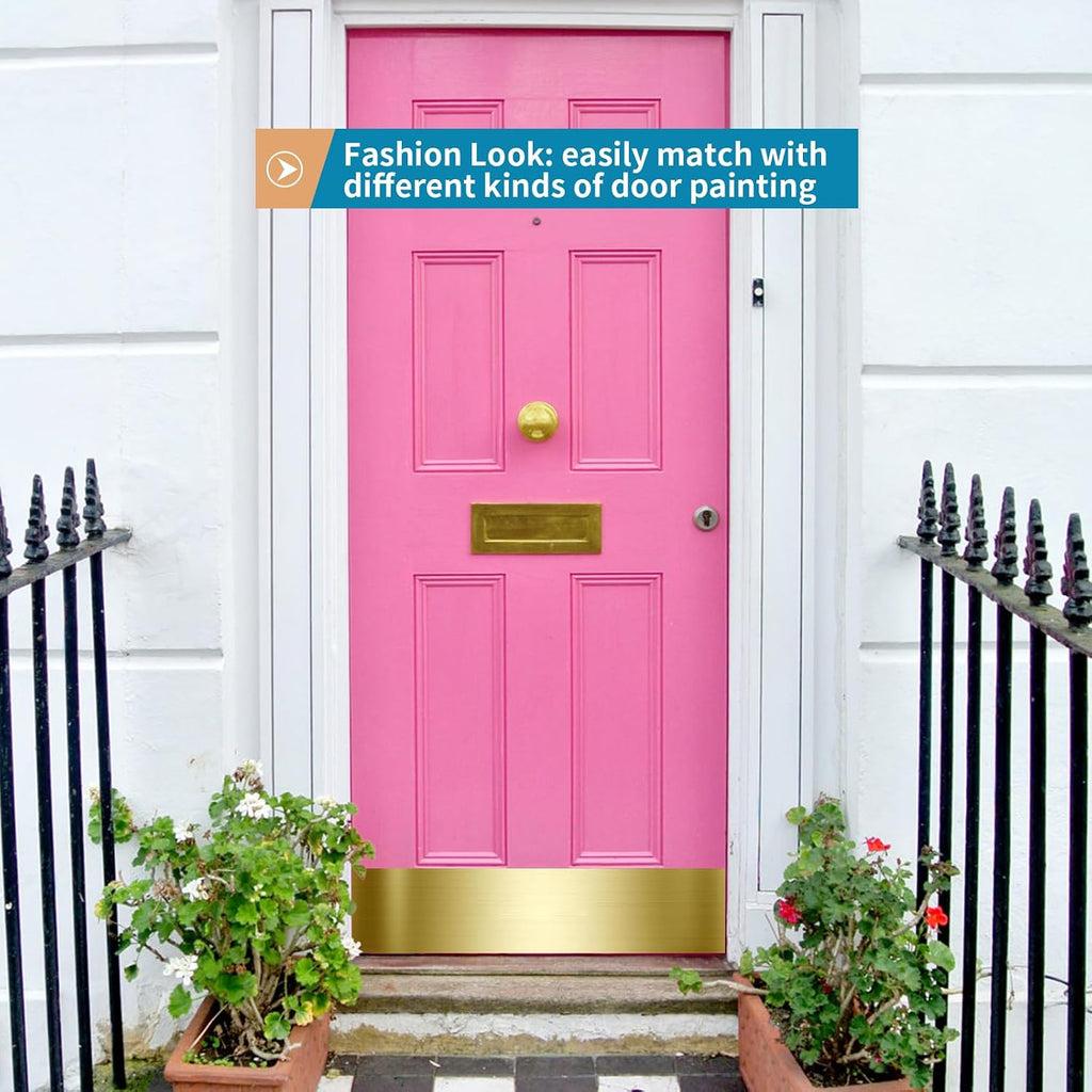 Stainless Steel Door Kick Plate, 6" x 34" Door Push Plate, Self Adhesive Kickplate for 36" Doors Interior or Exterior