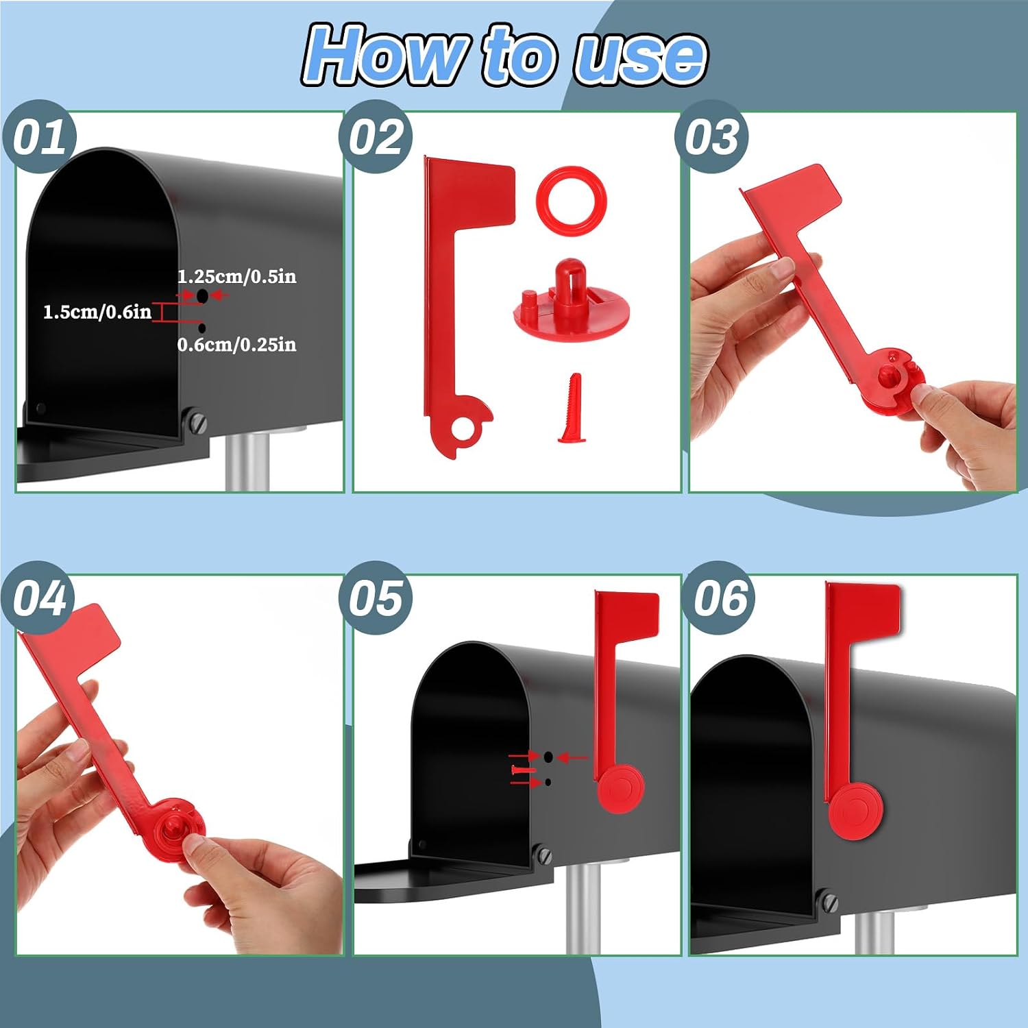 Mailbox Flag Replacement, Easy Installation Red Metal Mailbox Flag, Universal Mailboxes Flags Repair Kit for Outgoing