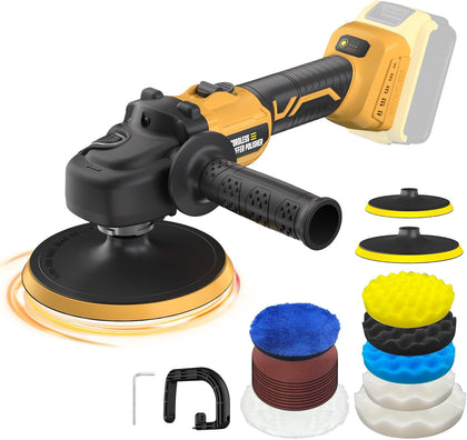 Rotary Buffer Polisher Kit 7 Inch/6 Inch for Dewalt 20V Battery (Tool Only) | 6 VARIABLE SPEED, ROTARY POLISHING