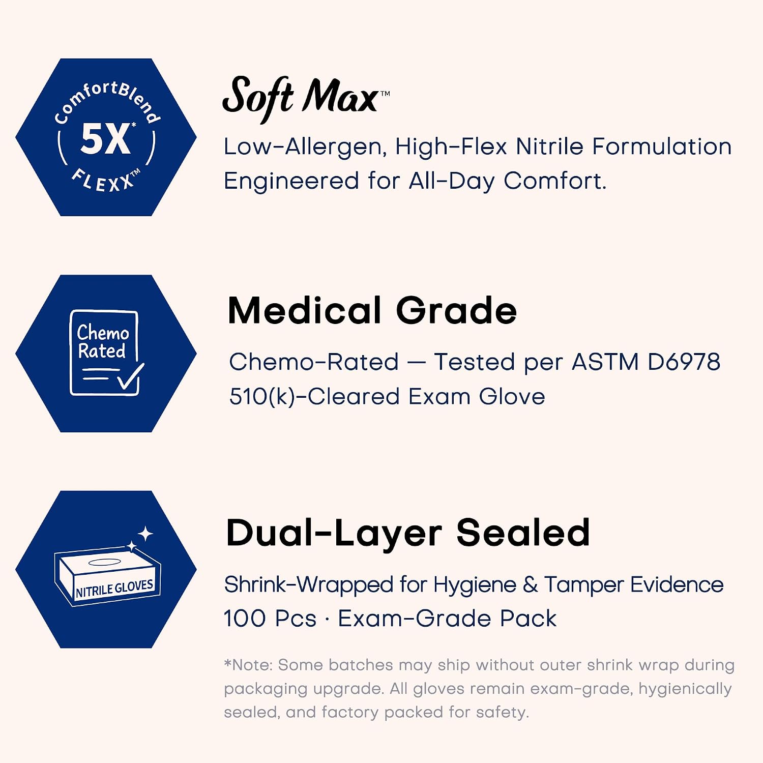 Soft Max Disposable Nitrile Exam Gloves, Powder-Free Black 100 Ct | Soft Max Disposable Nitrile Exam Gloves