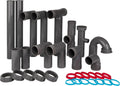 Universal 1-1/2 In Kitchen Sink Drain Kit, P-Trap And S-Trap Set | Single Or Double Bowl, Wall/Floor Connections