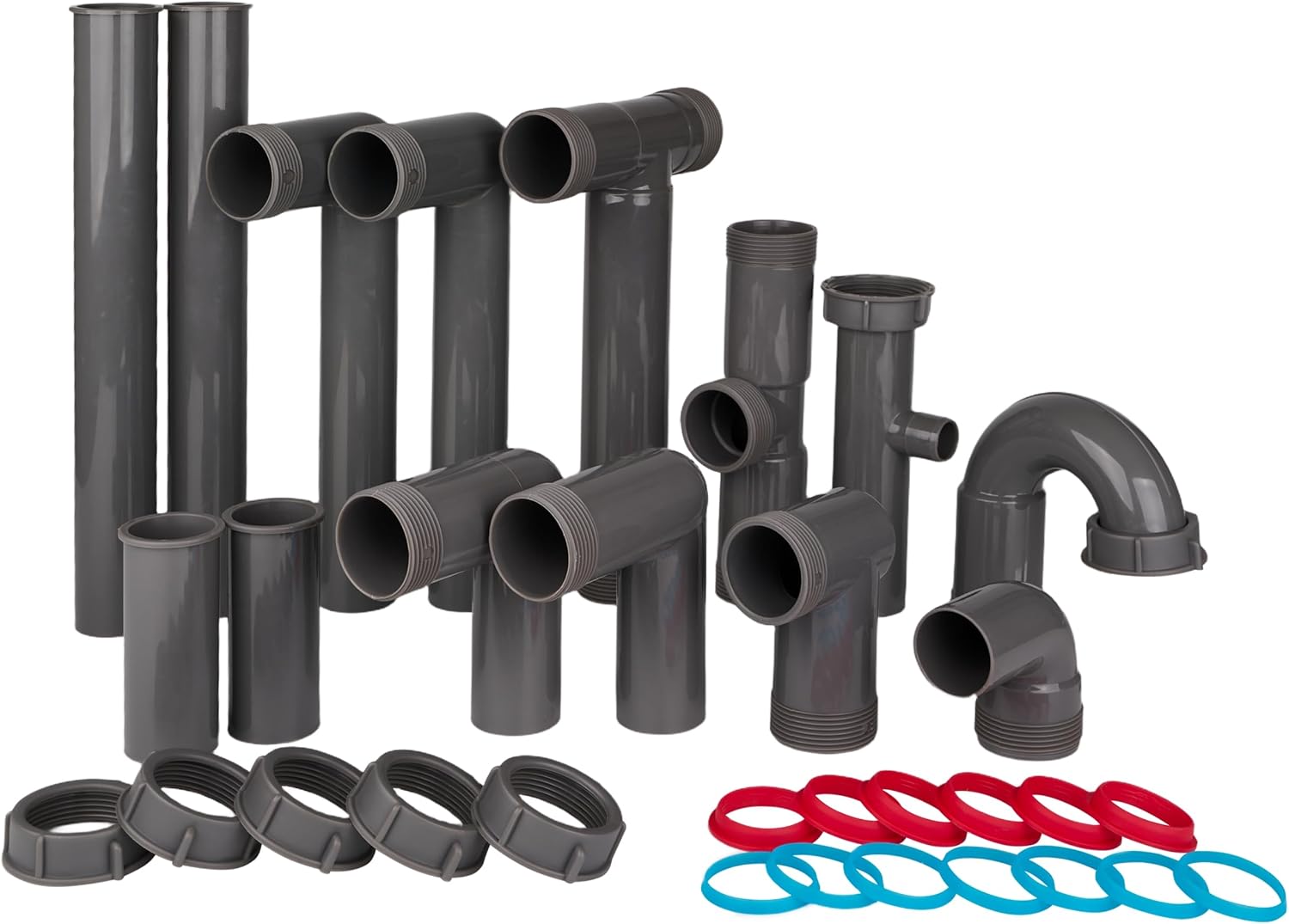 Universal 1-1/2 In Kitchen Sink Drain Kit, P-Trap And S-Trap Set | Single Or Double Bowl, Wall/Floor Connections