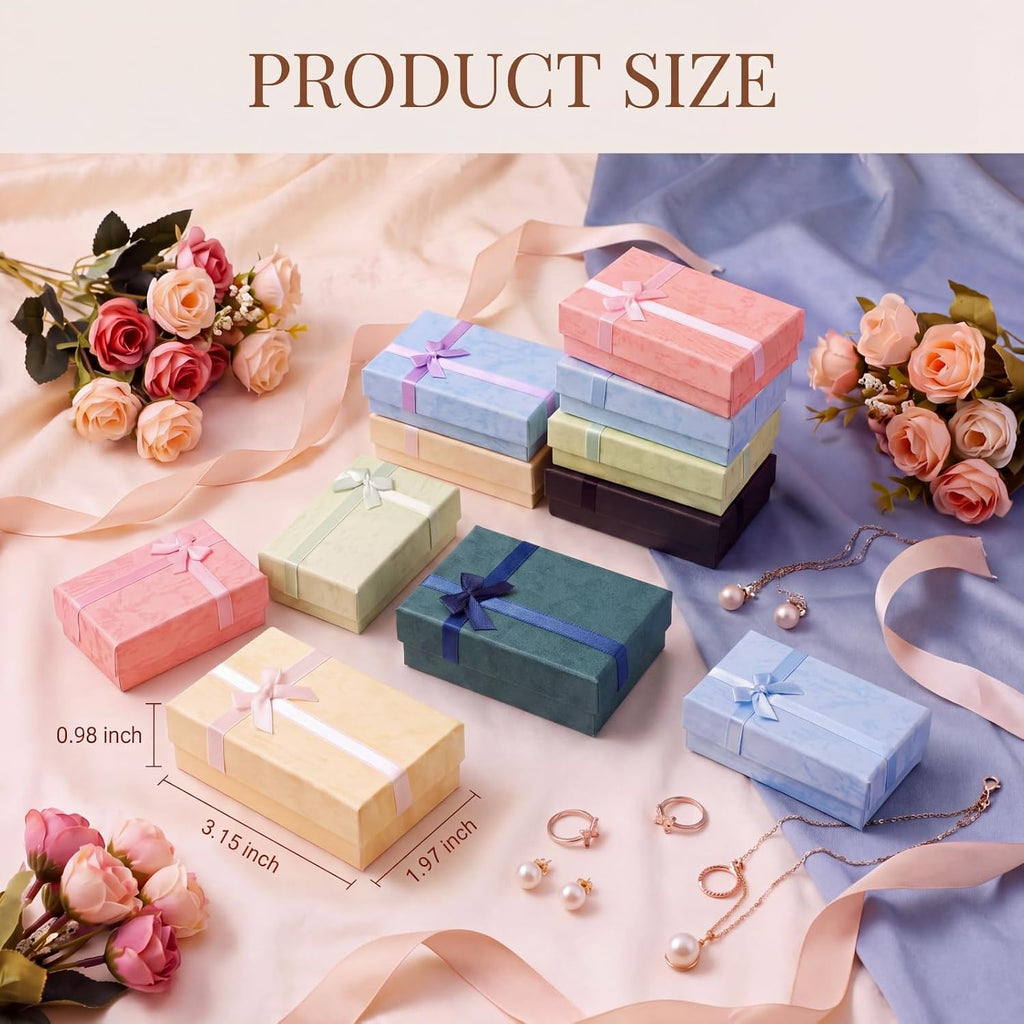 24 Pcs Jewelry Gift Boxes Set for Gift, 12 Colors, 3.2 x 2 Inches