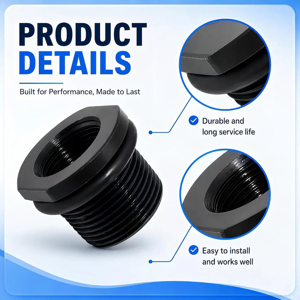 6 Pack Thread Protector 1/2”-28 to 5/8”-24 Thread Reducer Black Steel Thread Reducer Kit with Metal & Rubber Sealing Washers for Secure Mechanical Connections