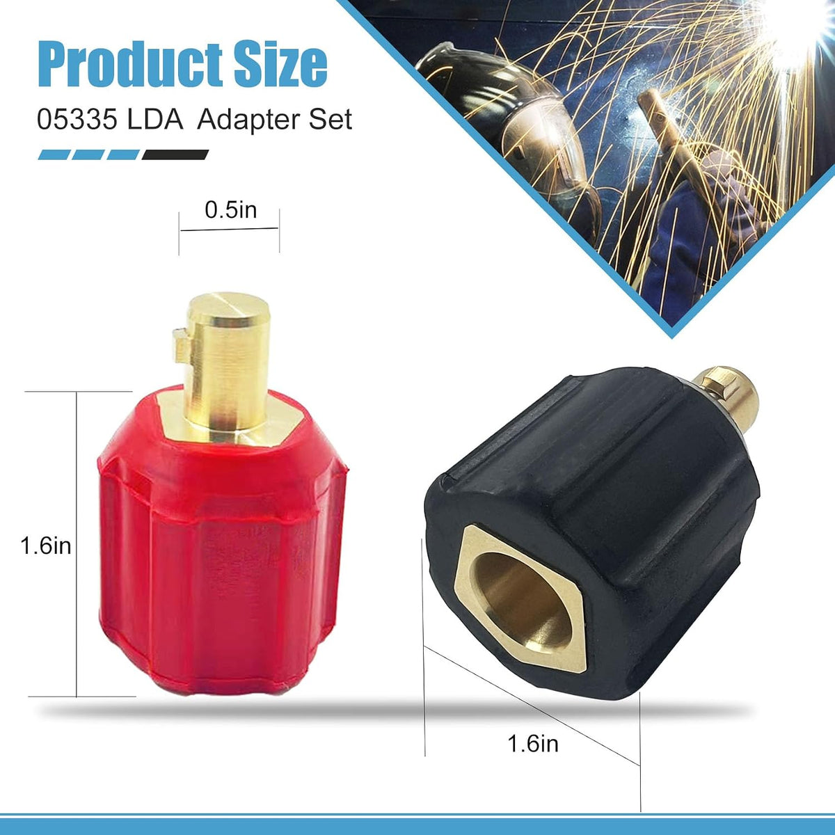 05335 Welding Leads Adapter Set, Dinse-Type Machine Plug Connector, 4 Pack