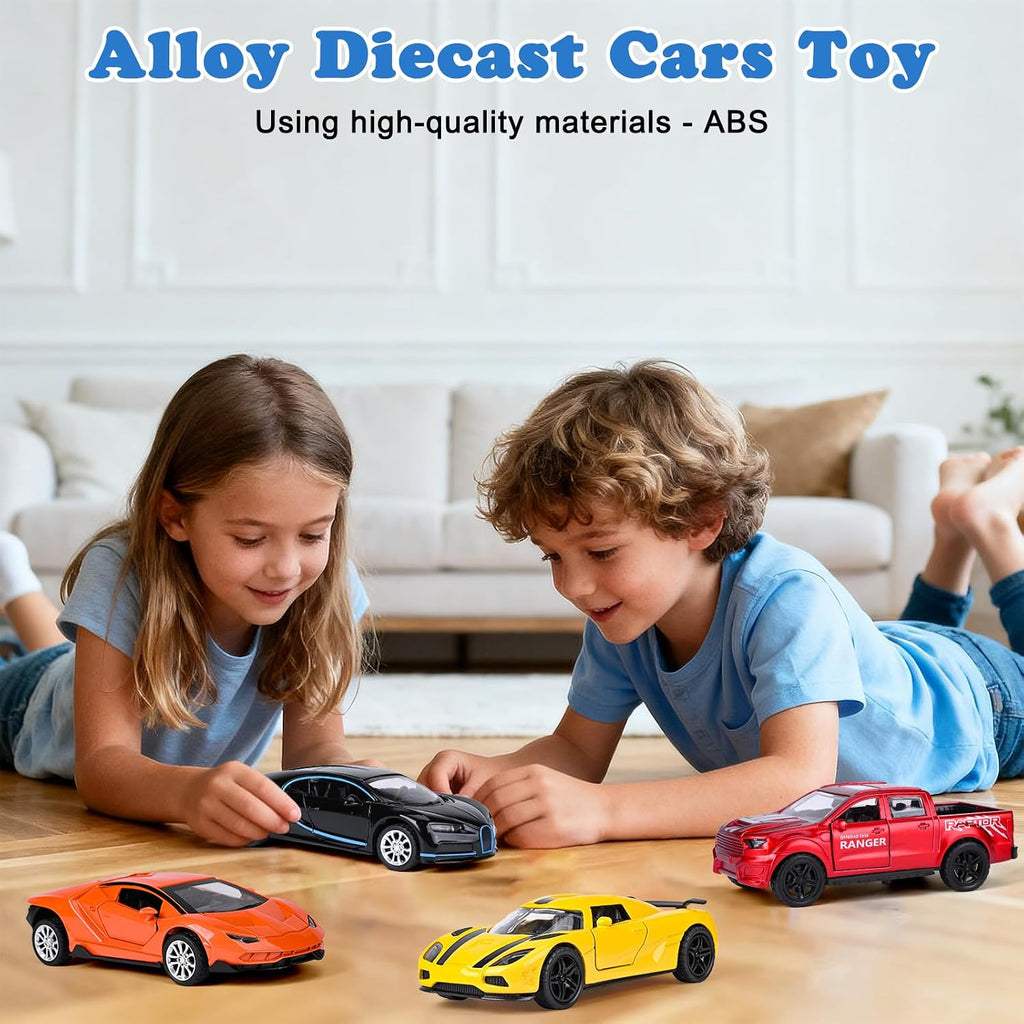 Metal Diecast Cars Toy,1:36 Pull Back Toy Cars with Opening Doors,4 Pack | Kid Race Cars Toys Set,Boy Model Toy Car