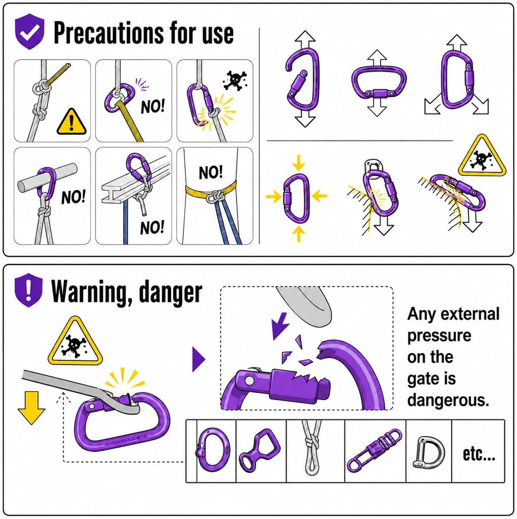 UIAA Certified Professional Heavy Duty Large Locking Carabiner Clips Climbing Carabiner 25kN Auto Locking Carabiner