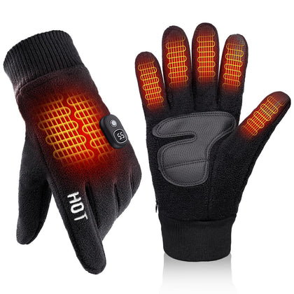 Rechargeable Electric Heated Gloves with Soft Warm Fleece & Display, Anti-Slip Grip, Perfect for Outdoor