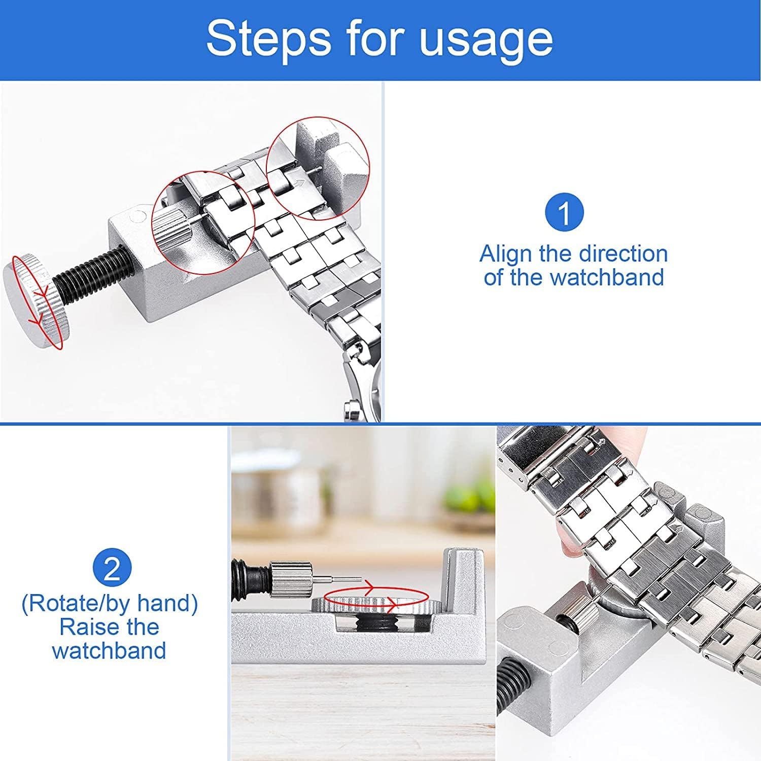 Watch Link Removal Tool Kit, Watch Band Tool for Watch Repair, Bracelet Adjustment, Replacement and Resizing, Watch