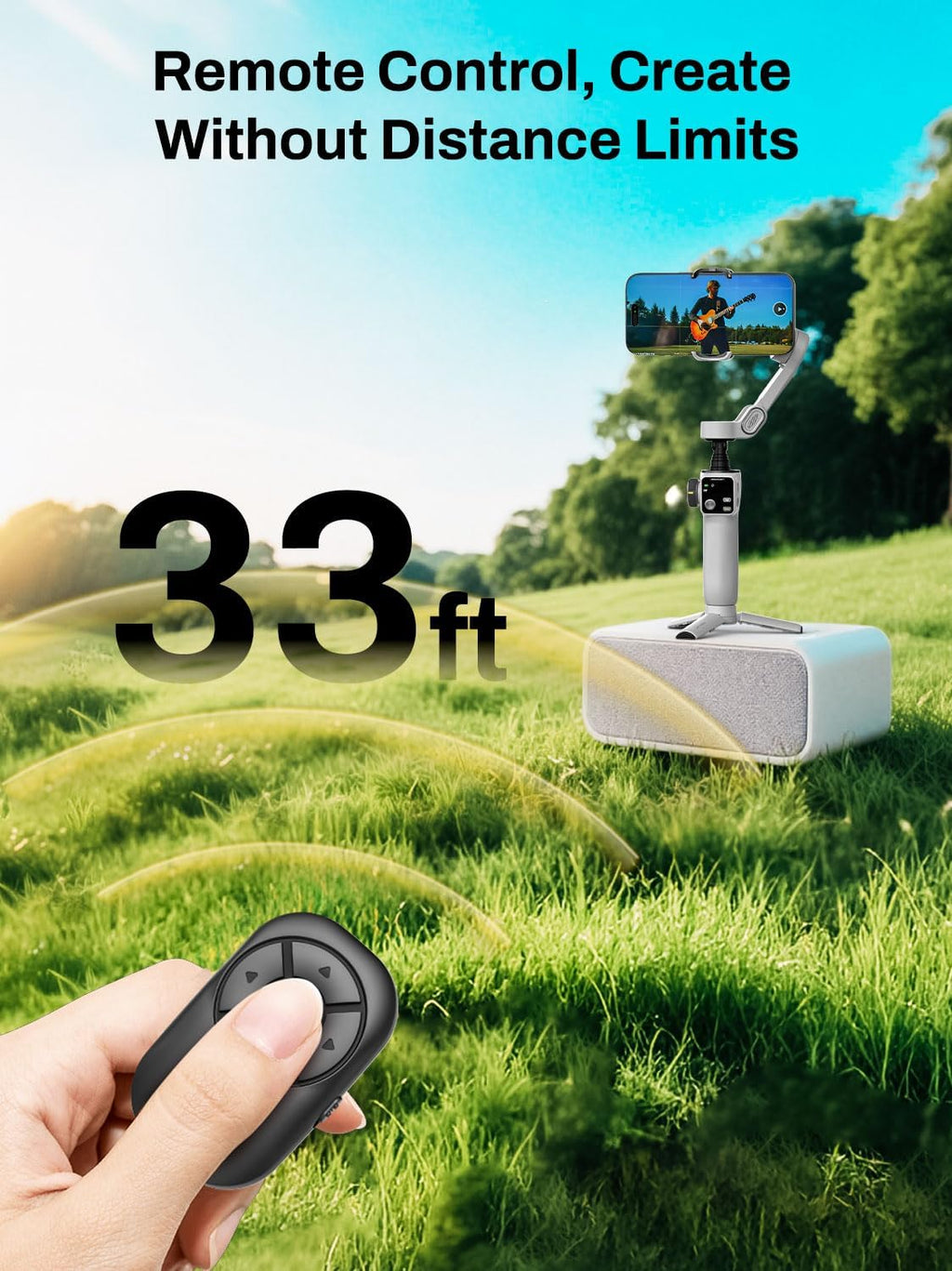 Smartphone Gimbal Stabilizer for iPhone & Android, 3-Axis Phone Gimbal with Bluetooth Remote Control, Built-in 7.8”