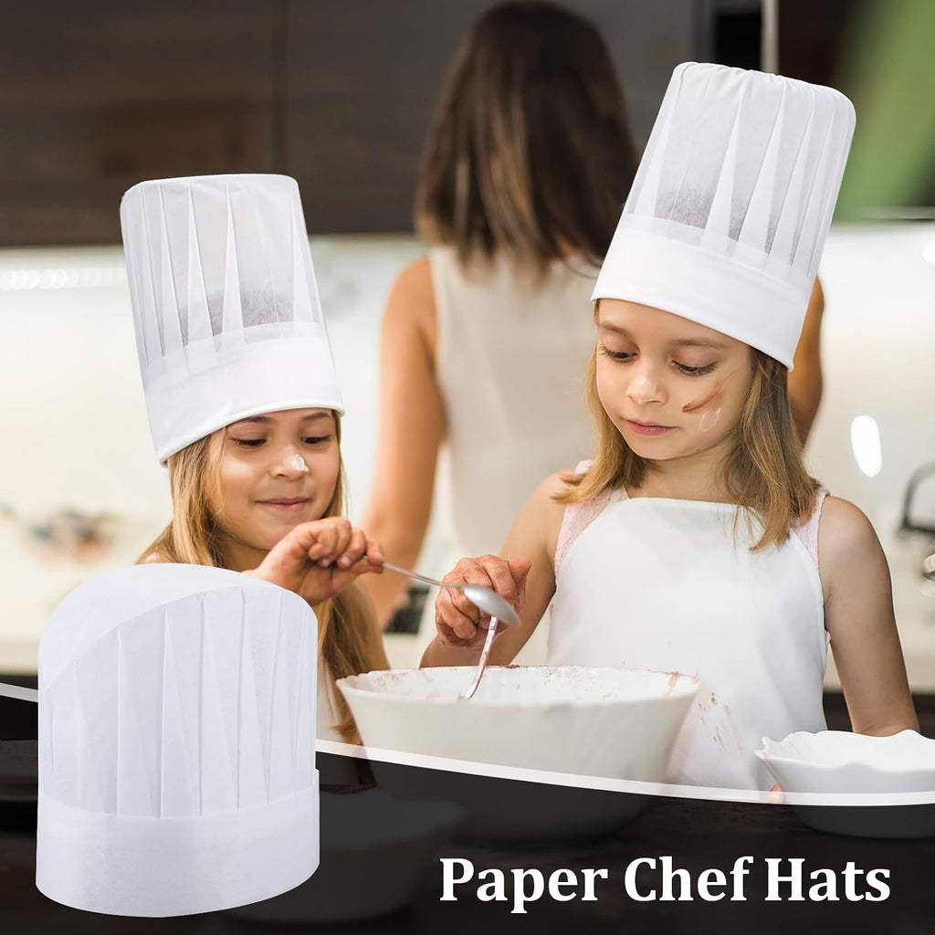 Disposable Chef Hats 50 Pack Non Woven Baker Hats DIY Blank Chef Cap White