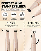 Eyeliner Stamp Wingliner, Brown Liquid 3-in-1 Winged Eyeliner Pen No Smudge