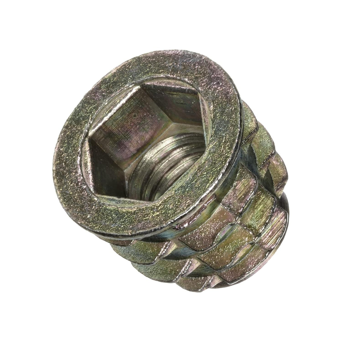 E-Z LOK Threaded Insert for Soft Wood, Zinc Hex-Flanged Thread Inserts 3/8-16 Internal Threads, 13mm Length Pack of 25