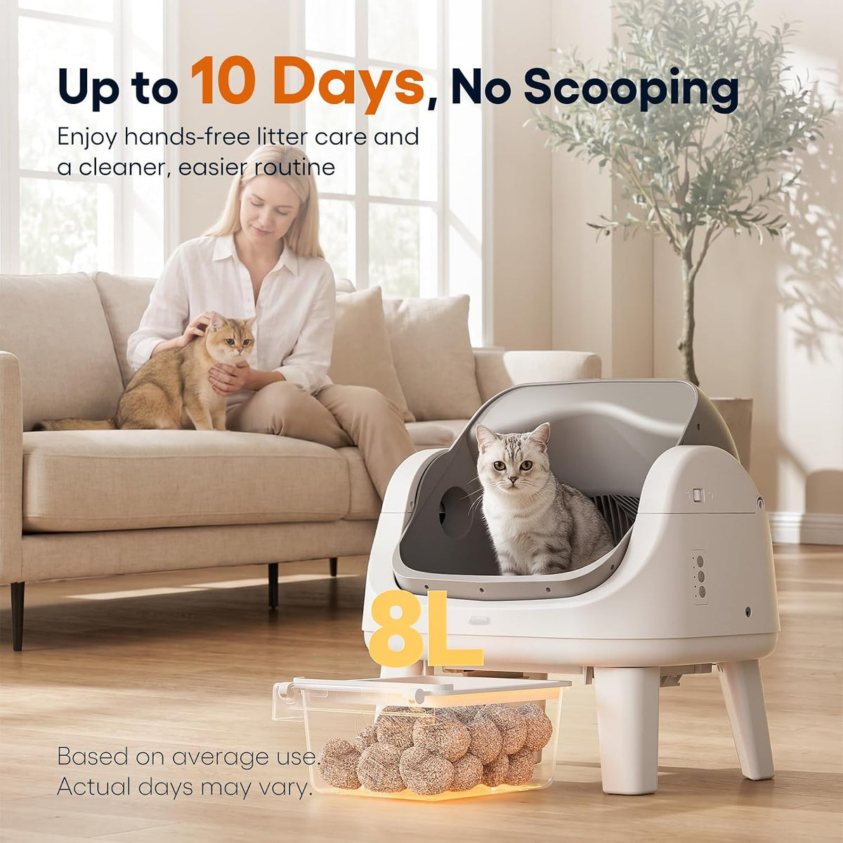 Automatic Litter Box, Self Cleaning Litter Box with Safety Sensors