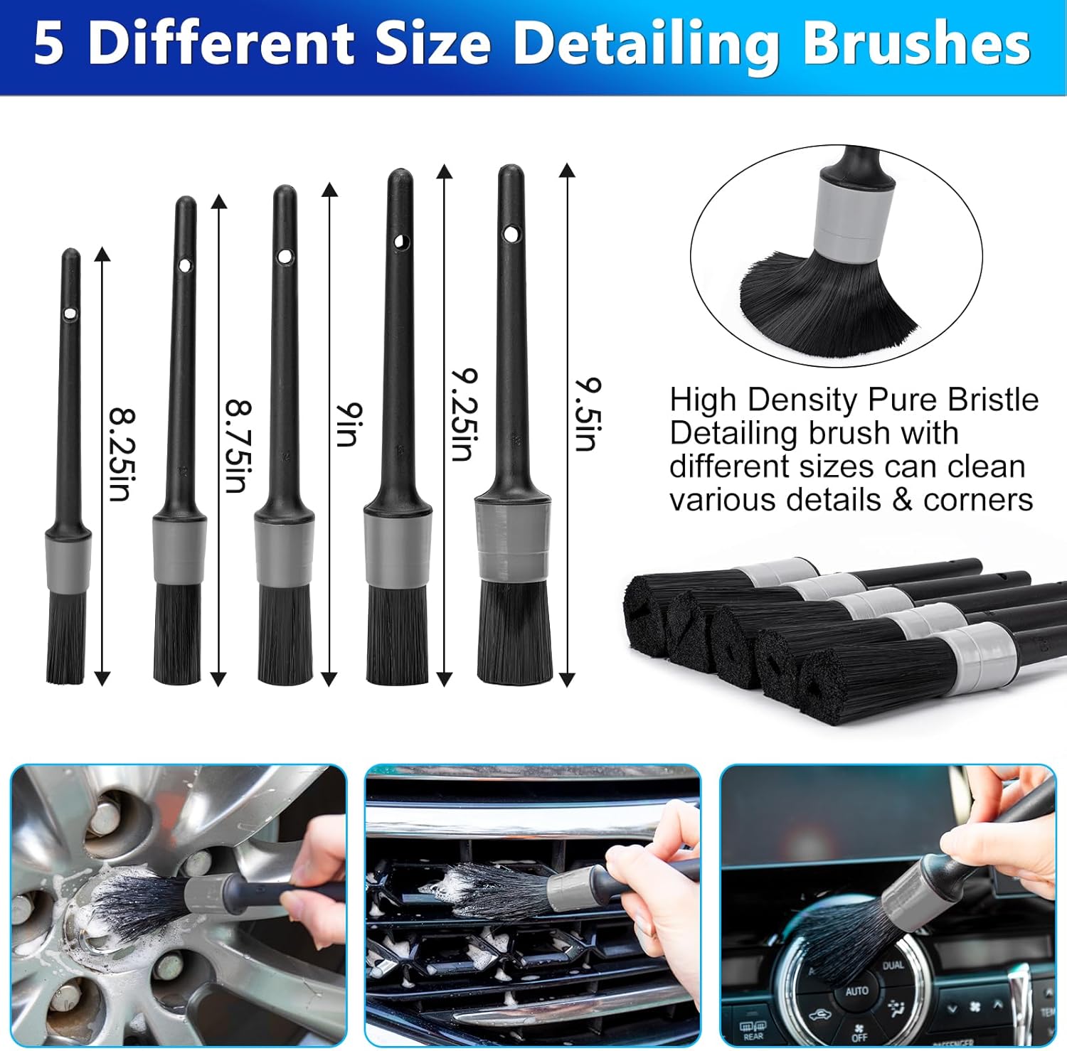 Car Wash Kit, 62'' Car Washing Brush with Long Handle, Extendable Car Wash Brush Mop with 2-in-1 Windshield Squeegee