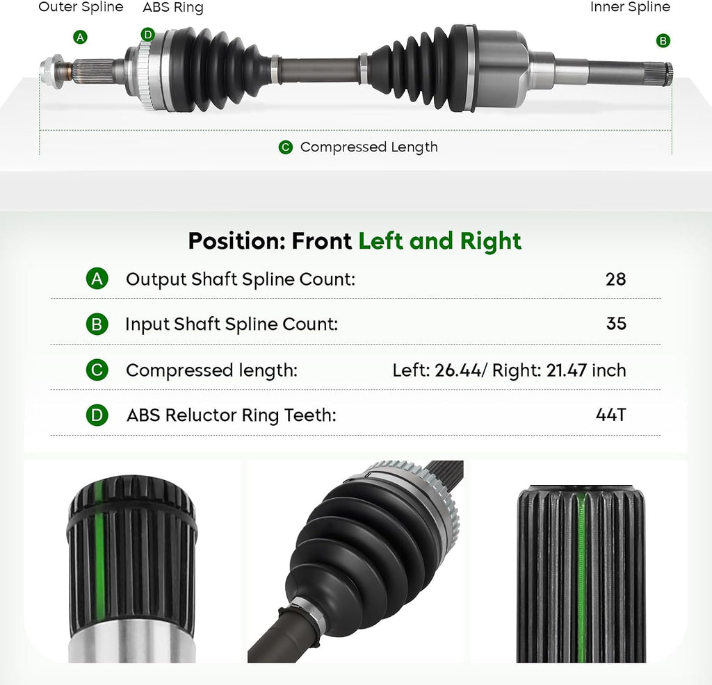 Pair (2) Front CV Axle Shaft Assembly Fit for Ford Escape 2001-2008, for Mazda Tribute 2001-2006 2008, for Mercury Mariner 2005-2008 2.0L 2.3L 3.0L, Automatic trans only, Left and Right Side