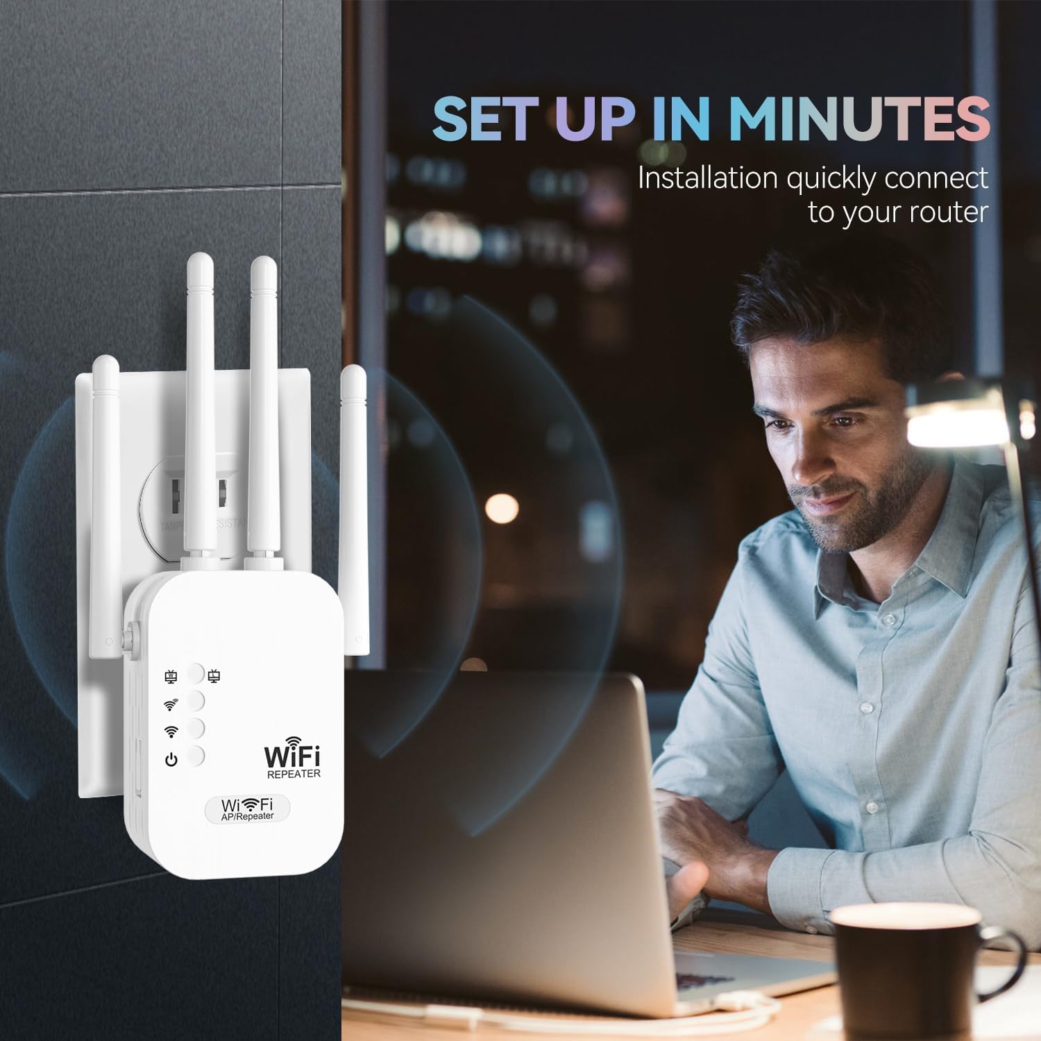 WiFi Extender, WiFi Repeater,Internet Booster, Long Range WiFi Extenders Signal Booster for Home, WiFi Repeater with