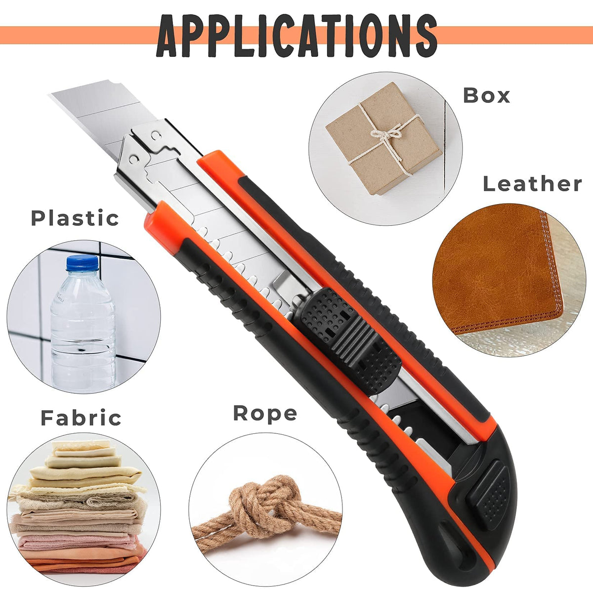 3Pack Box Cutter Retractable, Snap Off Utility Knife, Razor Knife