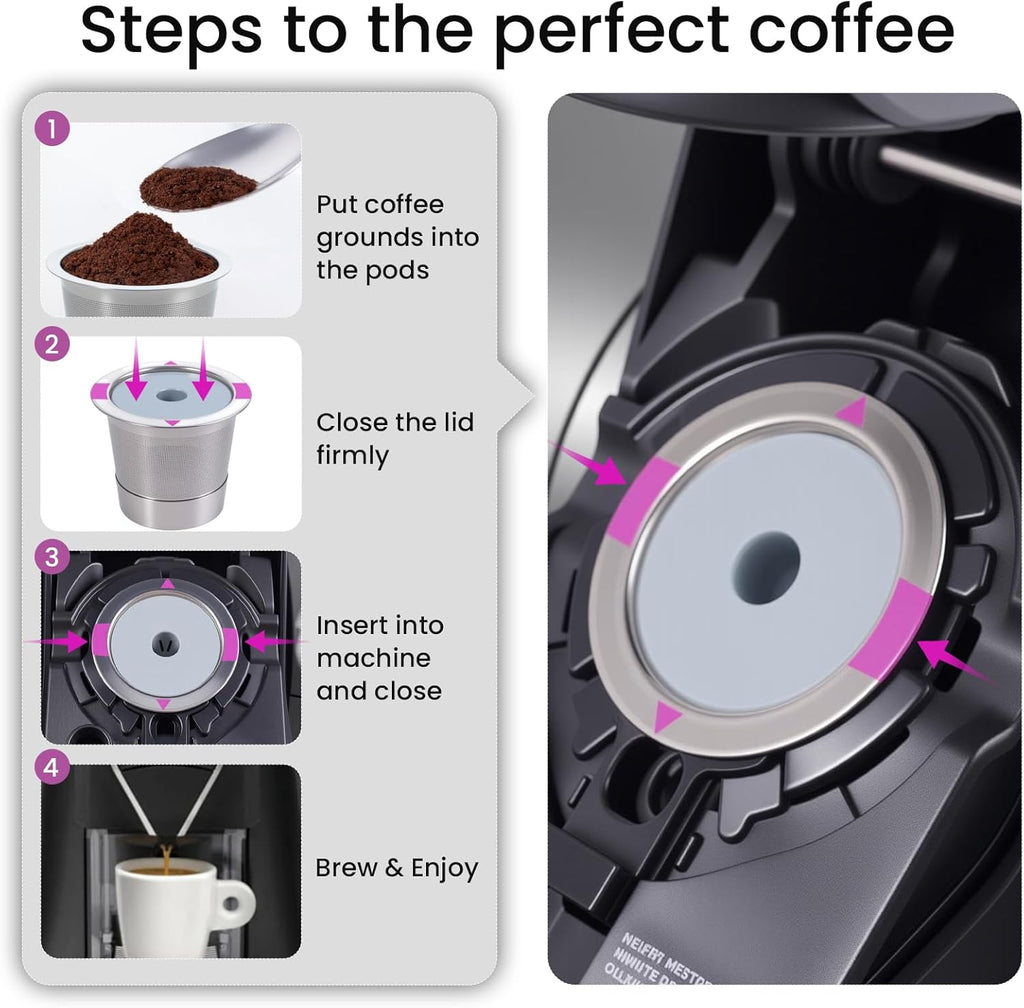 Reusable Stainless Steel K Cup for Keurig, 2 Pack | BPA-free，Singe Serve Coffee Filter for Home Office Use,Durable