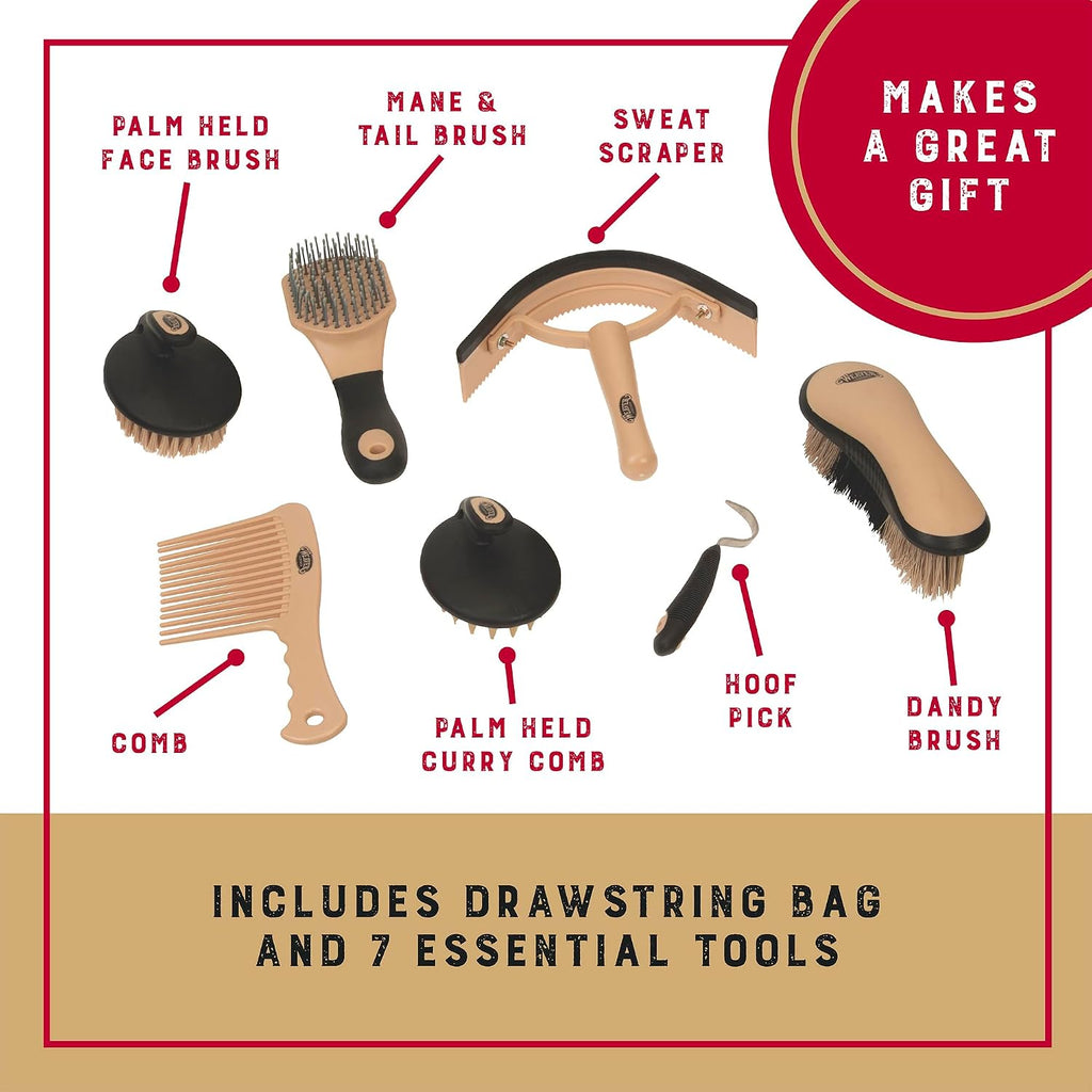 Horse Grooming Kit, 7-Piece with Tote Bag