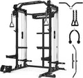 Power Cage, 2000LB Power Rack with Independent Dual Pulley System, Multi-Function Home Gym Workout Machine for Cable
