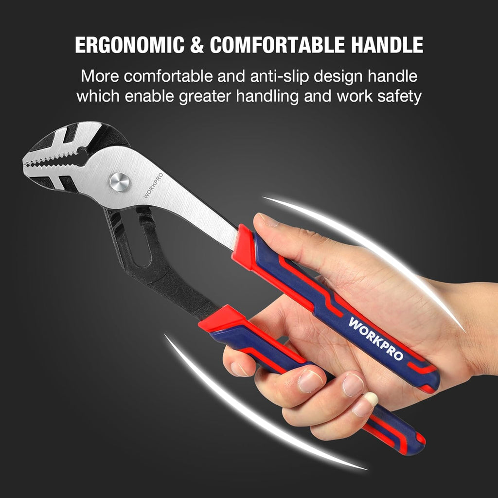 3 Piece Groove Joint Plier Set, 12/10/8 Inch Adjustable Water Pump Pliers, Straight Jaw Pliers for Home Repair