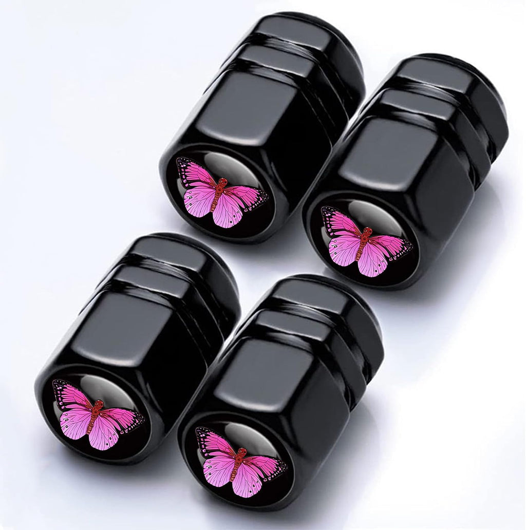 4Pack Butterfly Tire Valve Caps Aluminum Leak-Proof Valve Stem Covers