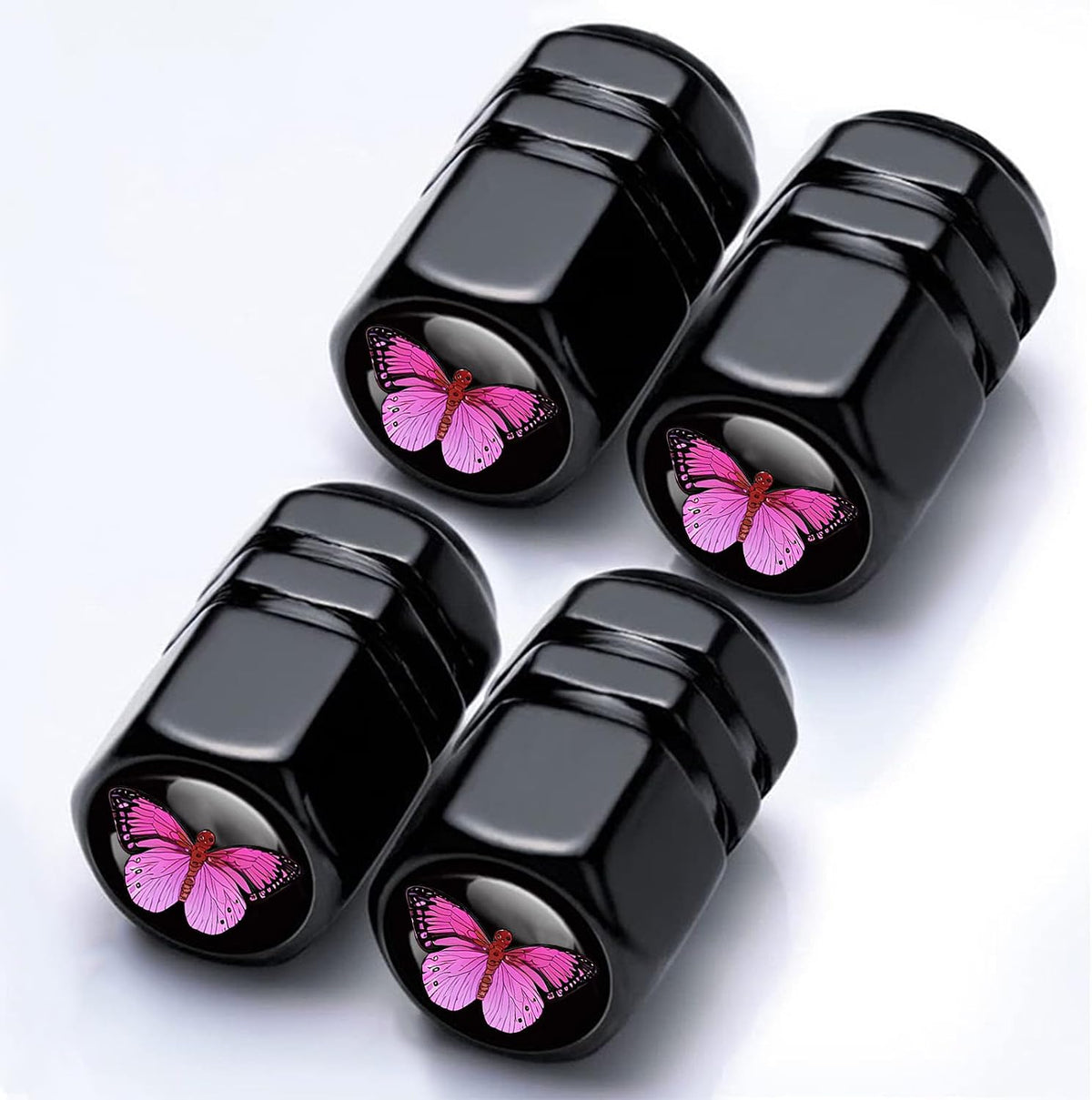 4Pack Butterfly Tire Valve Caps Aluminum Leak-Proof Valve Stem Covers