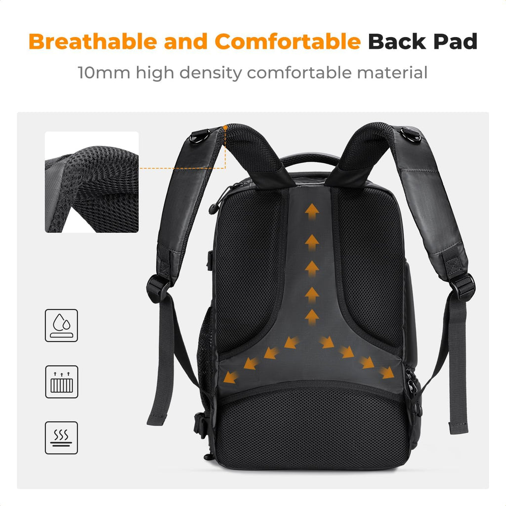 Camera Backpack,25L Large Capacity Camera Bag for Photographers | Raincover, 15.6 Inch Laptop Compartment, Compatible
