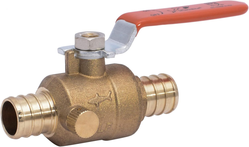 SharkBite 3/4 Inch Crimp Ball Valve with Drain, Brass Plumbing Fitting, PEX Pipe, PE-RT, 24613LFA