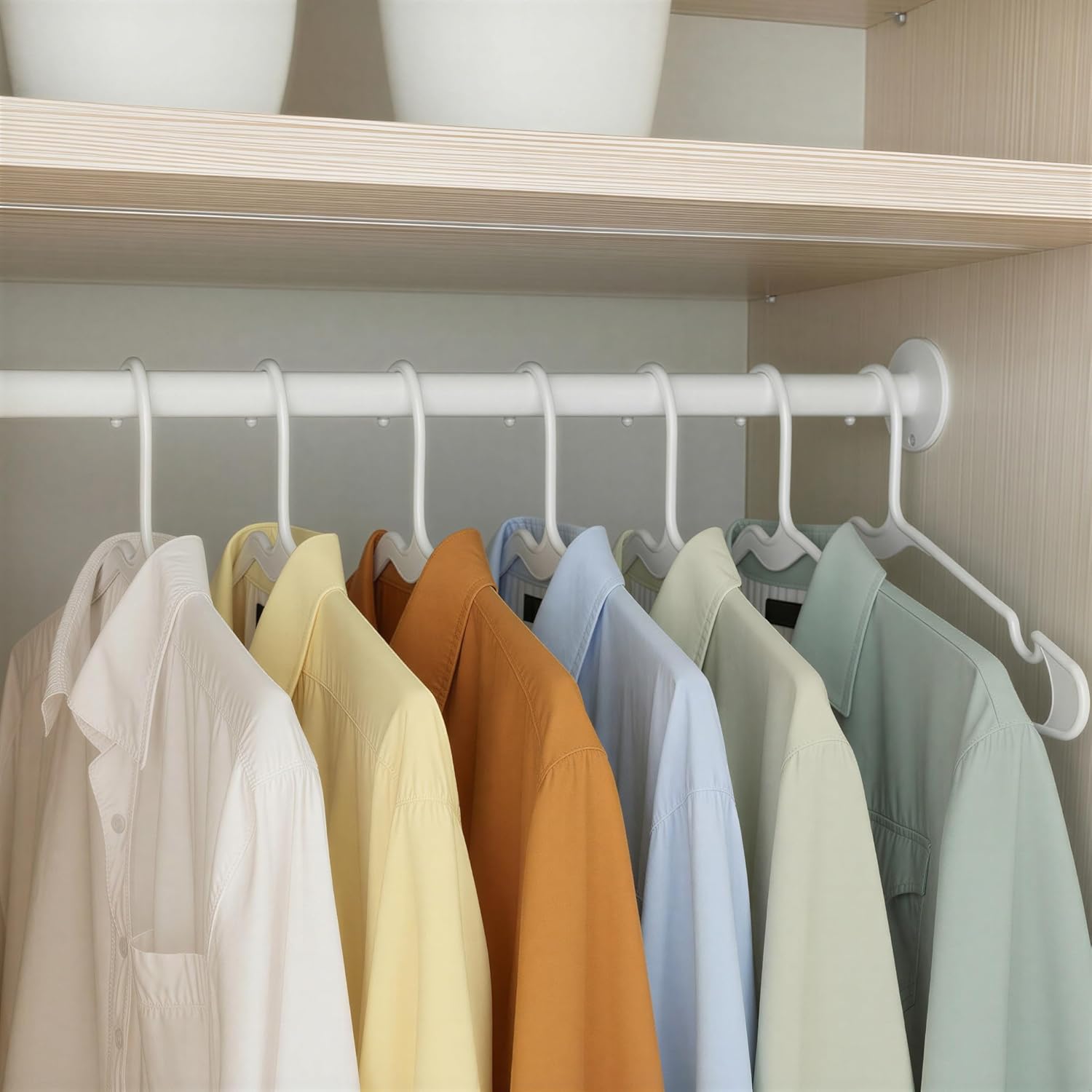 Space Saving Plastic Clothes Hangers, Sturdy Closet Organizer for Shirts and Jackets, Adult Size, White, 50-Pack