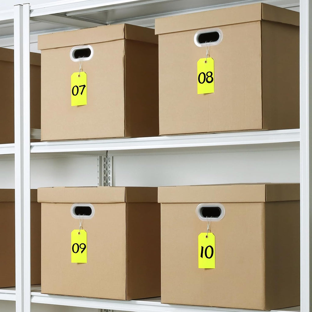 100Pcs Yellow Plastic Shipping Tags, 4 3/4" x 2 3/8", Writable, Durable, Waterproof