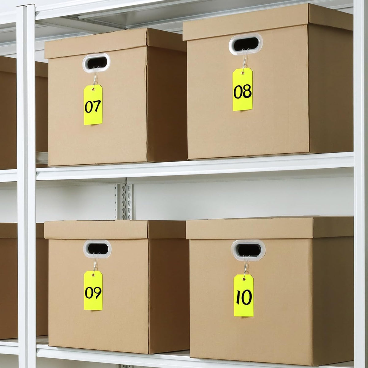 100Pcs Yellow Plastic Shipping Tags, 4 3/4" x 2 3/8", Writable, Durable, Waterproof
